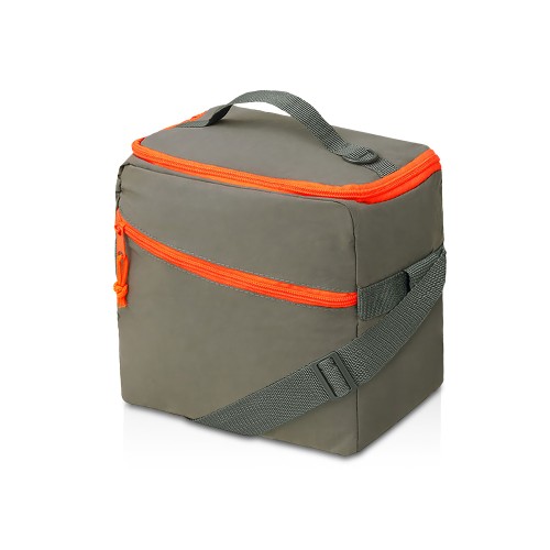 Изотермическая сумка-холодильник "Neo Classic" c контрастной молнией, серый/оранжевый