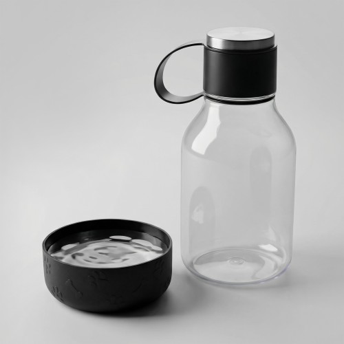Бутылка для воды 2-в-1 «Dog Bowl Bottle» со съемной миской для питомцев, 1500 мл, черный
