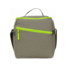 Изотермическая сумка-холодильник "Neo Classic" c контрастной молнией, серый/зеленое яблоко