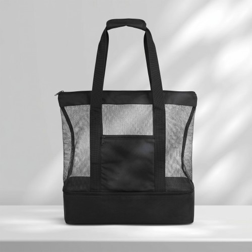 Сумка для шопинга и пляжа «Coolmesh» с изотермическим отделением внизу, черный