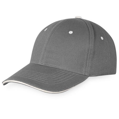 Бейсболка "New Castle" 6-ти панельная, серый/белый