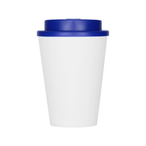 Пластиковый стакан Take away с двойными стенками и крышкой с силиконовым клапаном, 350 мл, белый/синий