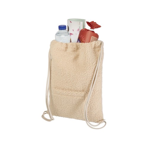 Шерпа рюкзак со шнурком из переработанной шерпы GRS объемом 9 л, бежевый