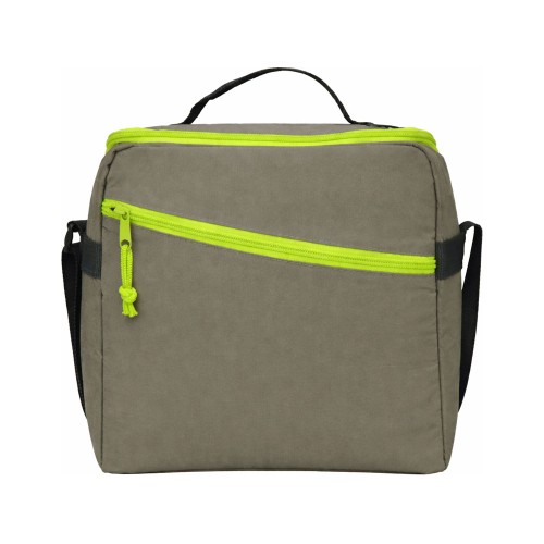 Изотермическая сумка-холодильник "Neo Classic" c контрастной молнией, серый/зеленое яблоко