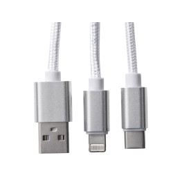 Кабель для зарядки «Tres» с брелоком, серый