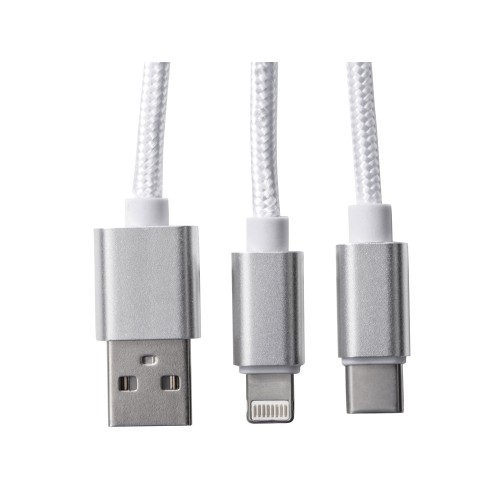 Кабель для зарядки «Tres» с брелоком, серый