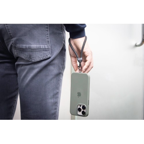 Ремешок-держатель для телефона с зарядным кабелем USB-C - USB-C «Lany Wristband Charge Eco», серый