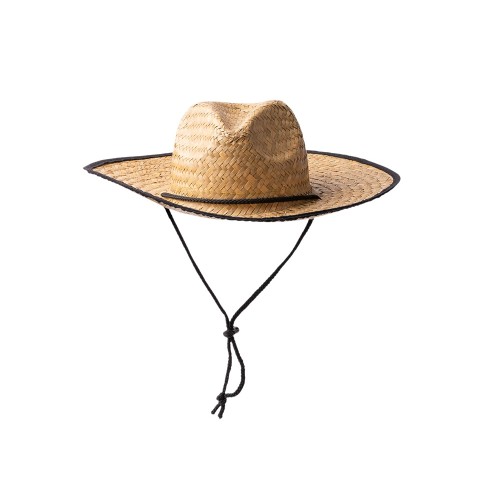 Шляпа из натуральной соломы MUNDAK/СИЕСТА с регулируемой завязкой, бежевый/черный
