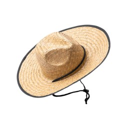 Шляпа из натуральной соломы MUNDAK/СИЕСТА с регулируемой завязкой, бежевый/черный