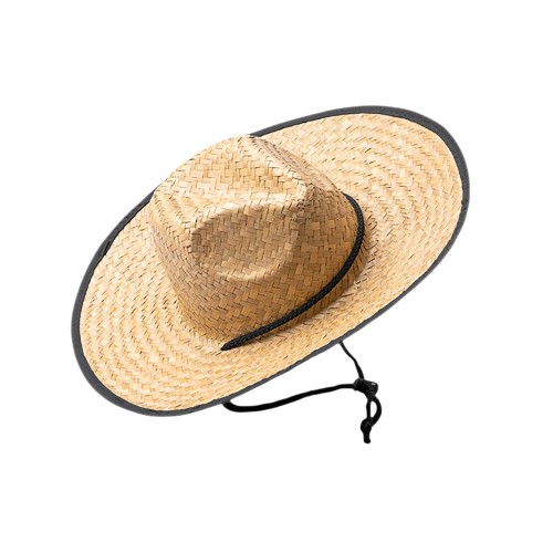 Шляпа из натуральной соломы MUNDAK/СИЕСТА с регулируемой завязкой, бежевый/черный