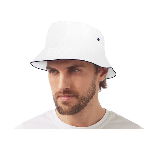 Панама с контрастной окантовкой , белый/темно-синий