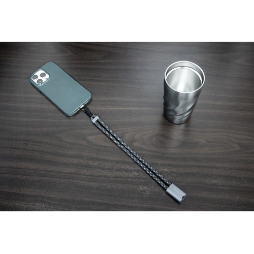 Ремешок-держатель для телефона с зарядным кабелем USB-C - USB-C «Lany Wristband Charge Eco», серый