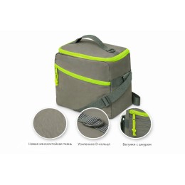 Изотермическая сумка-холодильник "Neo Classic" c контрастной молнией, серый/зеленое яблоко