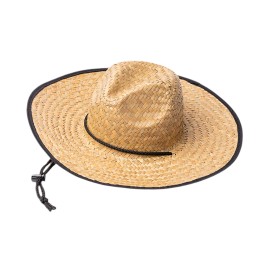 Шляпа из натуральной соломы MUNDAK/СИЕСТА с регулируемой завязкой, бежевый/черный