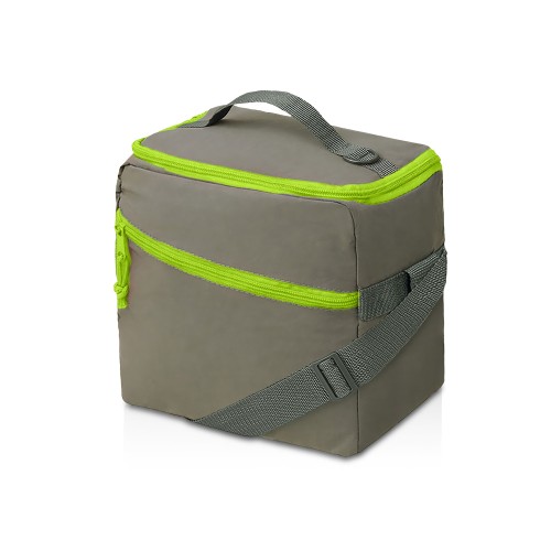 Изотермическая сумка-холодильник "Neo Classic" c контрастной молнией, серый/зеленое яблоко
