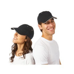 Бейсболка "New Castle" 6-ти панельная, черный/натуральный