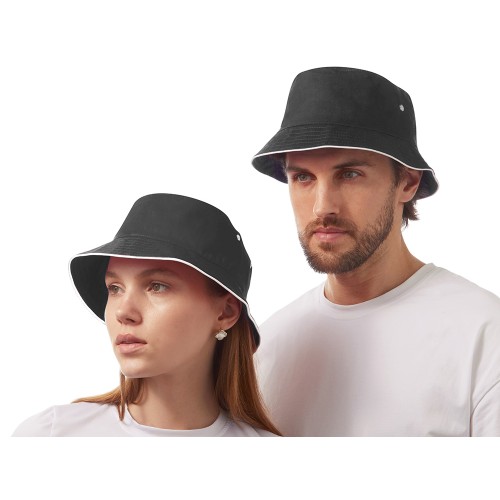 Панама с контрастной окантовкой , темно-серый/белый