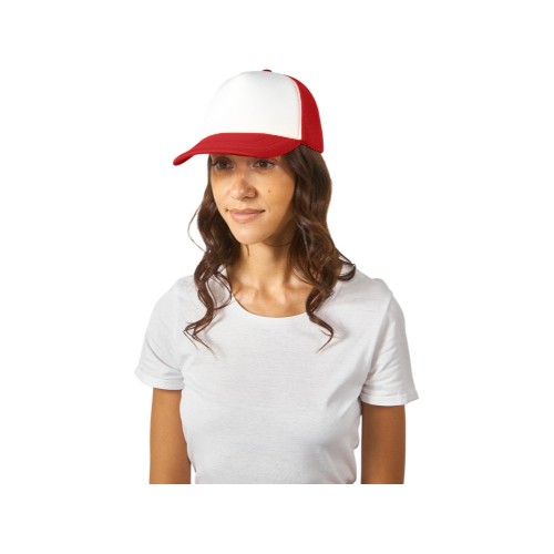 Бейсболка с сеткой Newport, белый/красный