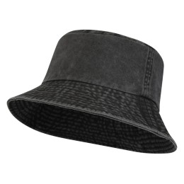 Панама "Mitica" стираная - Сплошной черный