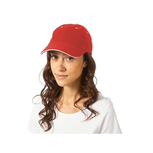 Бейсболка "New Castle" 6-ти панельная, красный/натуральный