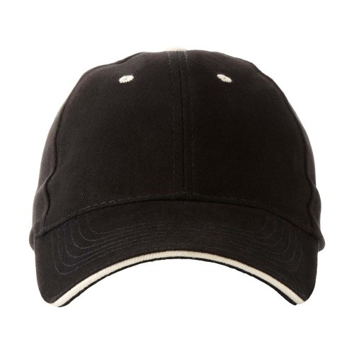 Бейсболка "New Castle" 6-ти панельная, черный/натуральный