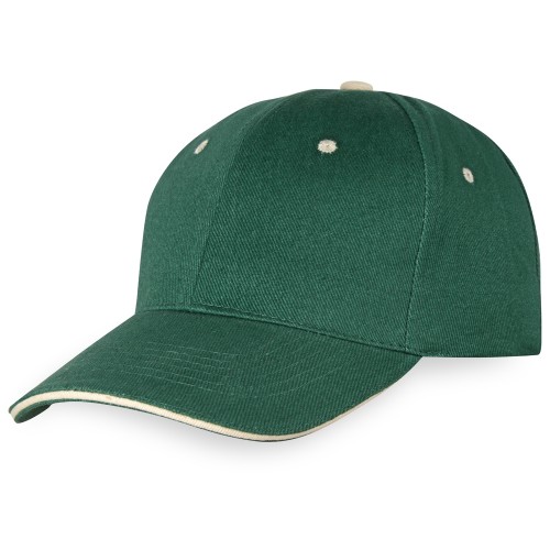 Бейсболка "New Castle" 6-ти панельная, зеленый/натуральный