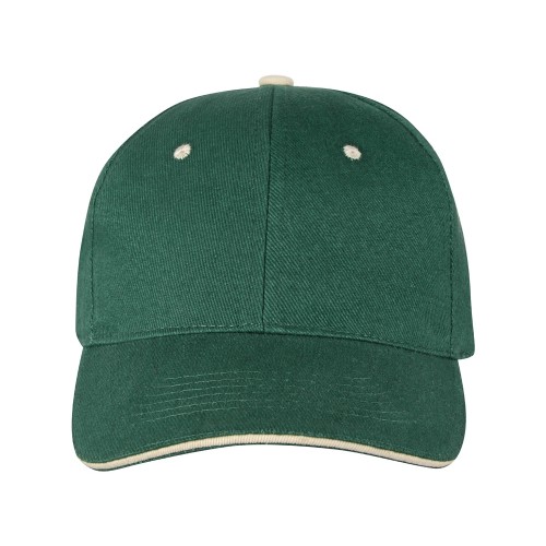 Бейсболка "New Castle" 6-ти панельная, зеленый/натуральный