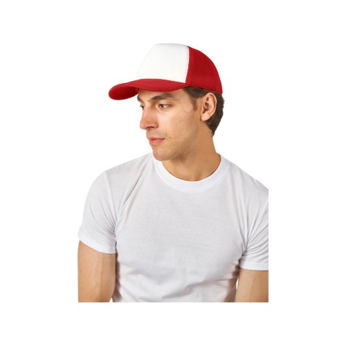 Бейсболка с сеткой Newport, белый/красный