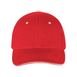 Бейсболка "New Castle" 6-ти панельная, красный/натуральный