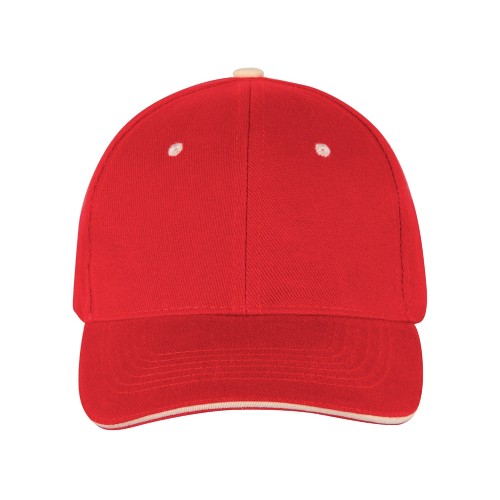 Бейсболка "New Castle" 6-ти панельная, красный/натуральный