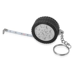 Брелок-рулетка "Шина", 1 м., черный/серебристый