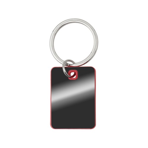 Металлический брелок с пластиковой цветной вставкой "SteelPop Rct", серебристый с красным