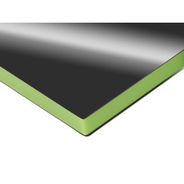 Металлический брелок с пластиковой цветной вставкой "SteelPop House", серебристый с зеленым яблоком