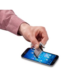 Подставка-брелок для мобильного телефона "GoGo", серебристый/белый