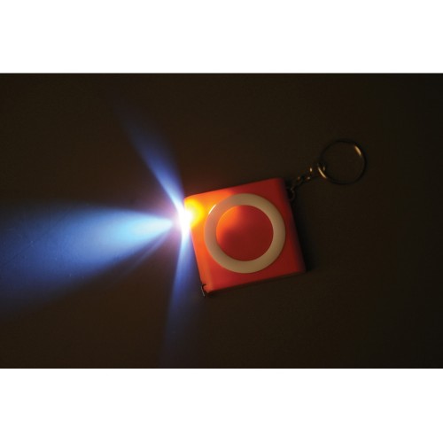 Брелок-рулетка с фонариком, 1 м., оранжевый/белый