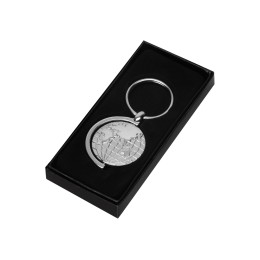 Брелок с глобусом, вращающимся внутри кольца, серебристый