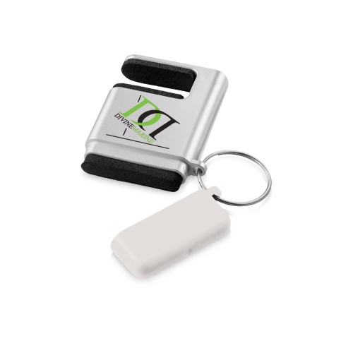 Подставка-брелок для мобильного телефона "GoGo", серебристый/белый