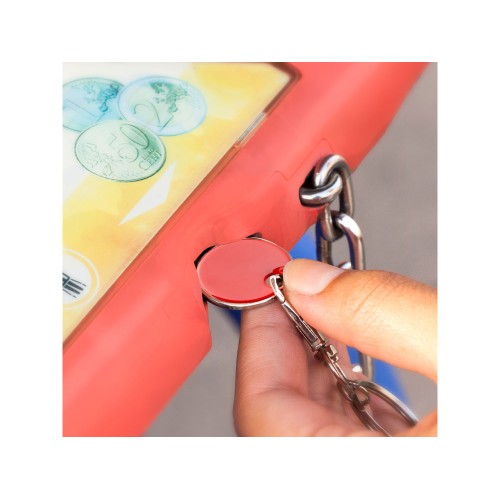 Брелок с монетой для тележки супермаркета, красный