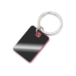 Металлический брелок с пластиковой цветной вставкой "SteelPop Rct", серебристый с красным