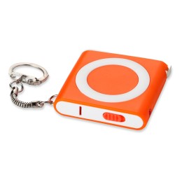 Брелок-рулетка с фонариком, 1 м., оранжевый/белый