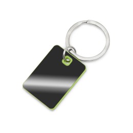 Металлический брелок с пластиковой цветной вставкой "SteelPop Rct", серебристый с зеленым яблоком