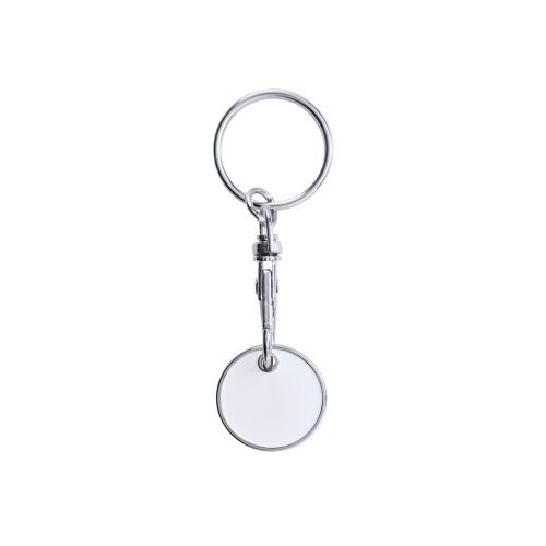 Брелок с монетой для тележки супермаркета, белый