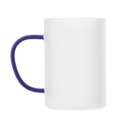 Стеклянная матовая кружка "Акцент" с цветной ручкой для сублимации, синий