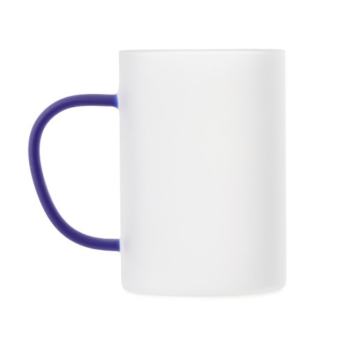 Стеклянная матовая кружка "Акцент" с цветной ручкой для сублимации, синий