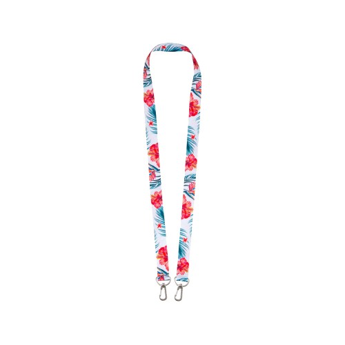 Ланъярд 2 см под сублимацию с 2-мя карабинами, серебристый