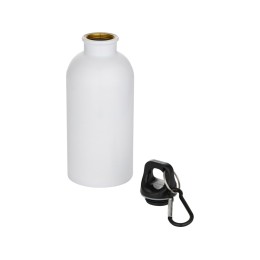 Одностенная бутылка для воды с карабином Oregon, изготовленная из нержавеющей стали, сертифицированной по стандарту RCS, объемом 400 мл - Белый