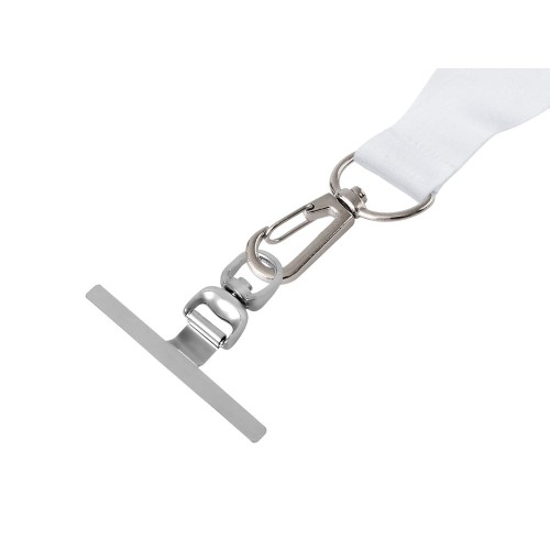 Ланъярд 2 см под сублимацию с трендовым карабином, замком обрыва и металлическим держателем для телефона, серебристый