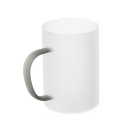 Стеклянная матовая кружка "Акцент" с цветной ручкой для сублимации, черный