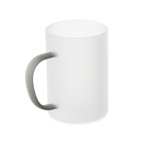 Стеклянная матовая кружка "Акцент" с цветной ручкой для сублимации, черный