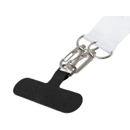 Ланъярд 2 см под сублимацию с 2-мя трендовыми карабинами и узким держателем для телефона из ПЭ, серебристый